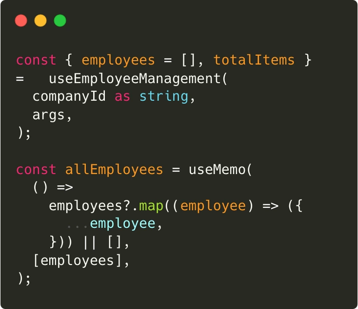 Screenshot de mon code React