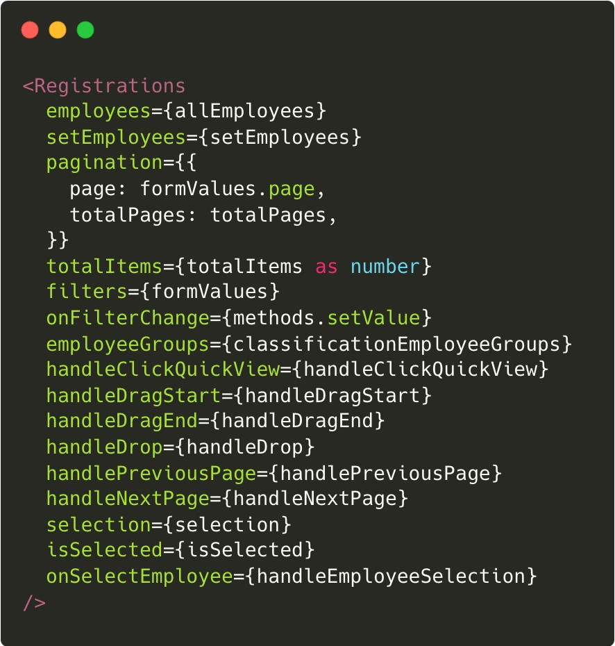 Screenshot de mon code React