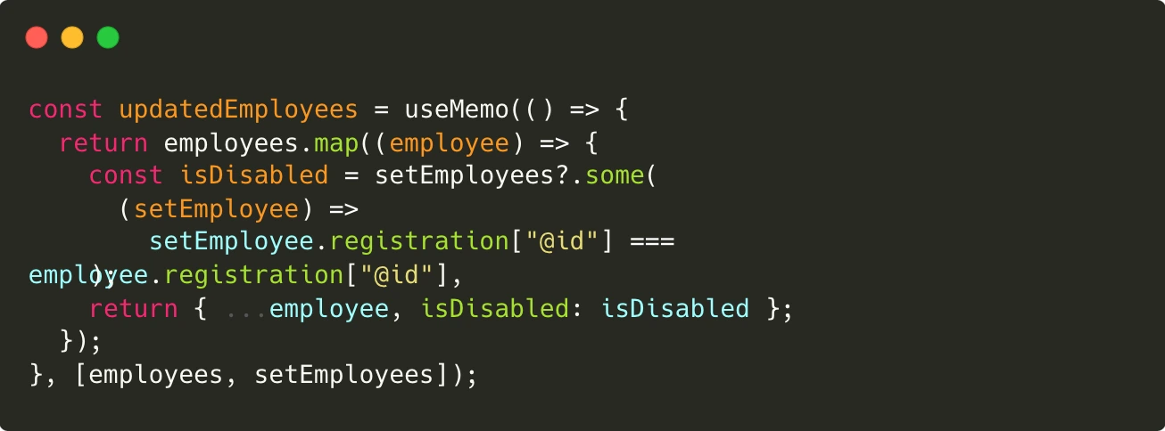 Screenshot de mon code React