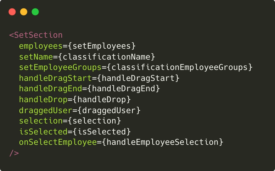 Screenshot de mon code React