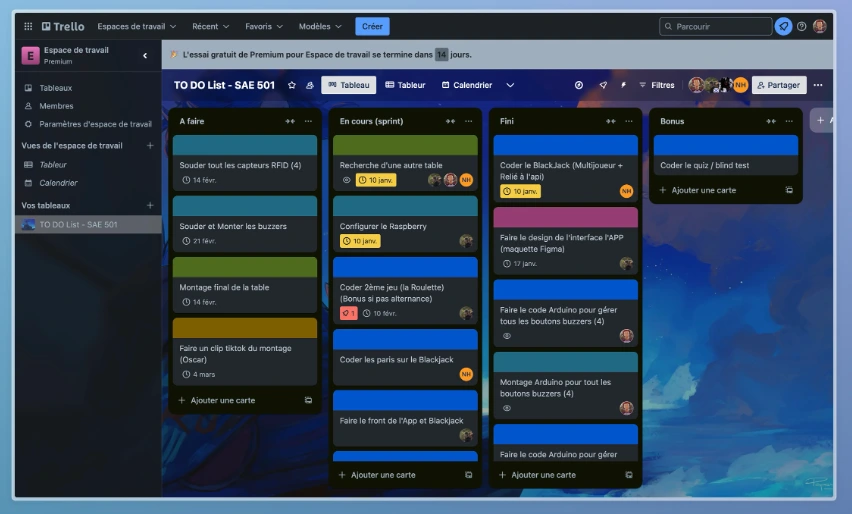 Image de notre Trello